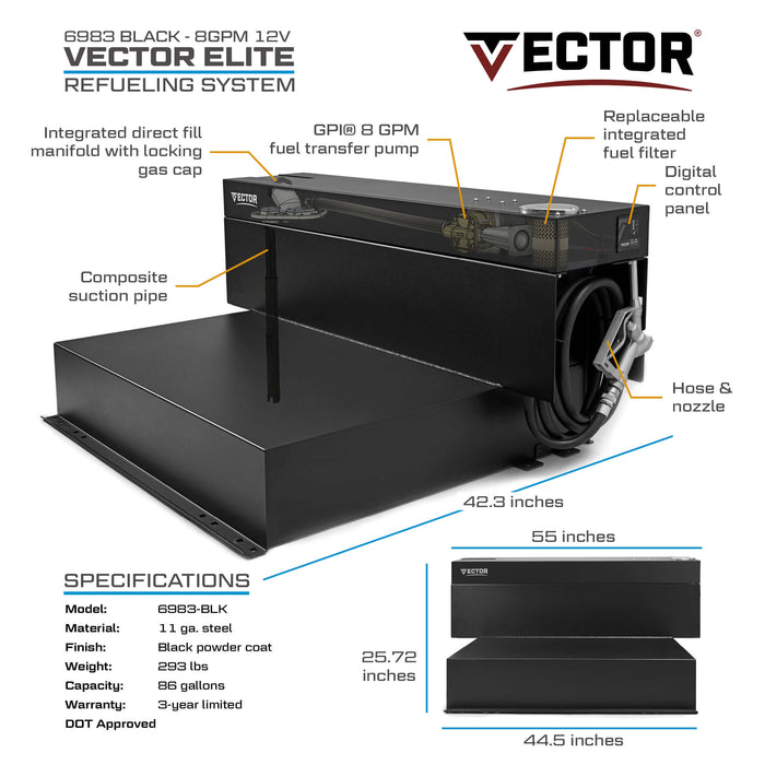 VECTOR 93 Gallon 8 GPM Fuel Transfer System