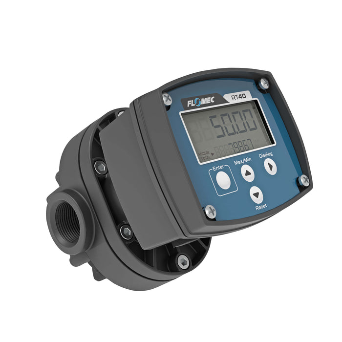 1-Inch PPS, High-Accuracy Chemical Flow Meter with RT40 Rate Totalizer