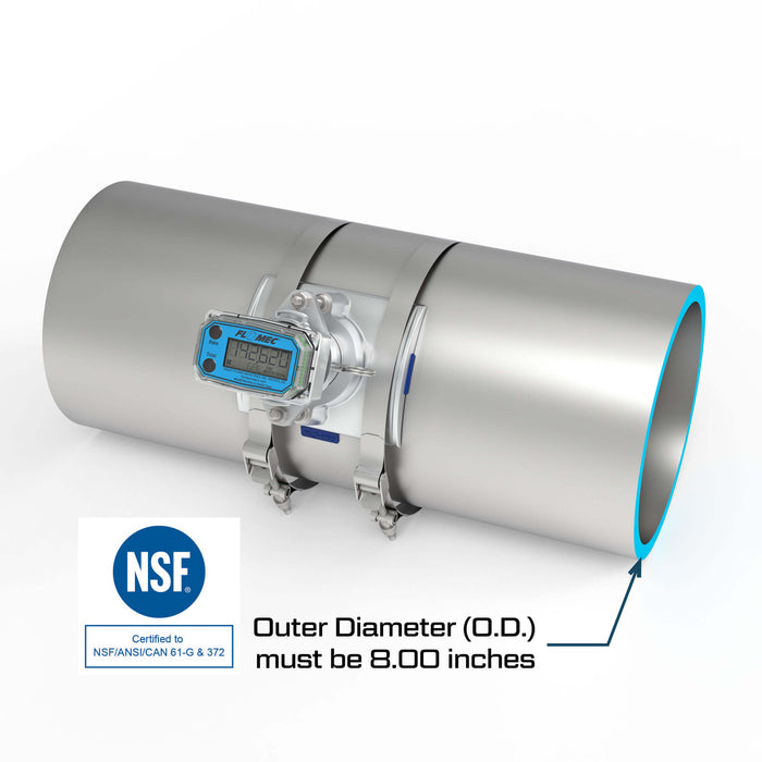 Ultrasonic Flow Meter, Battery Powered Display, TUBE Pipe for Water