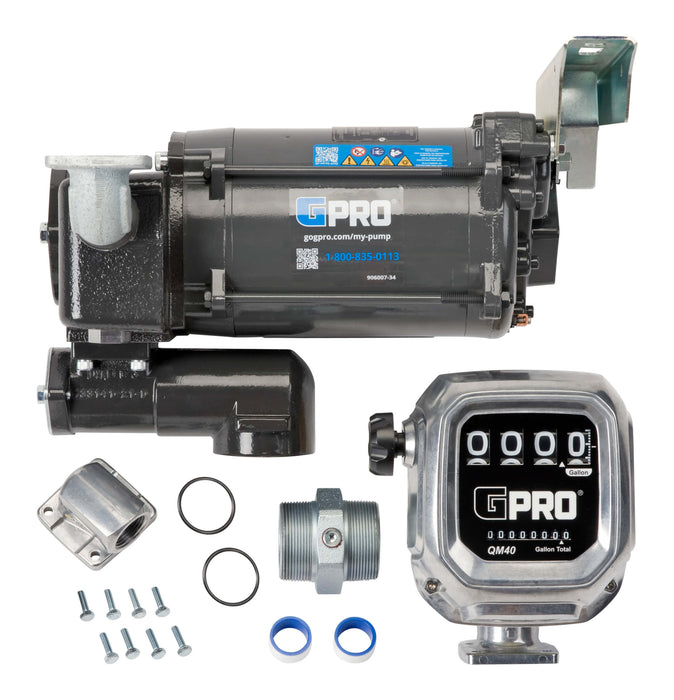 GPRO PRO35-115 fuel transfer pump, tank adapter, and QM40 fuel meter