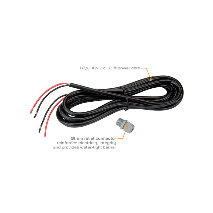 12 Gauge x 18 Foot Power Cord for 12V Fuel Transfer Pumps