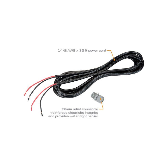 14 Gauge x 15 Foot Power Cord for 12V Fuel Transfer Pumps