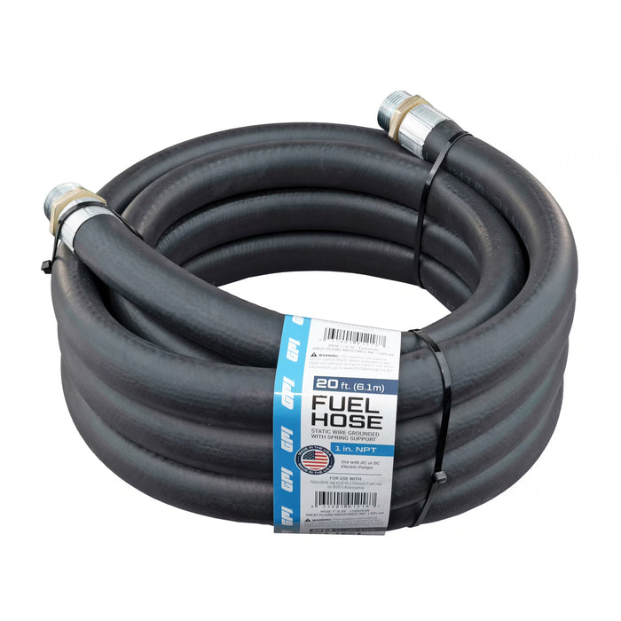 AC & DC Fuel Transfer Pumps 1-Inch x 20 ft Fuel Hose with Static Wire