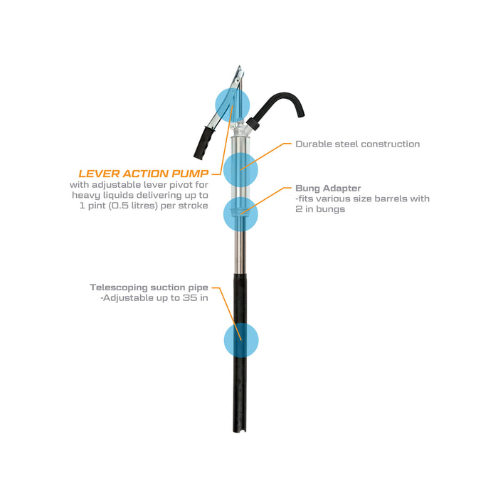 1 Pint per Stroke Lever Action Steel Fluid Transfer Hand Pump