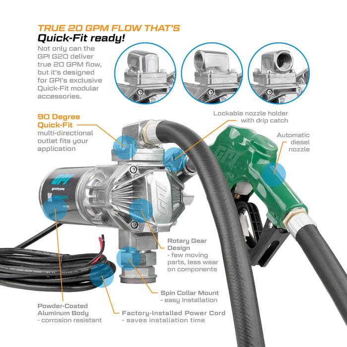 GPI 20 GPM 12V Fuel Transfer Pump