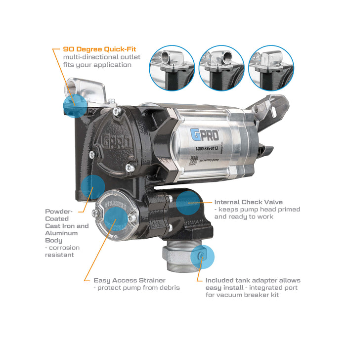 GPRO IECEx-ATEX-CE APPROVED 76 L/min 230V FUEL TRANSFER PUMP