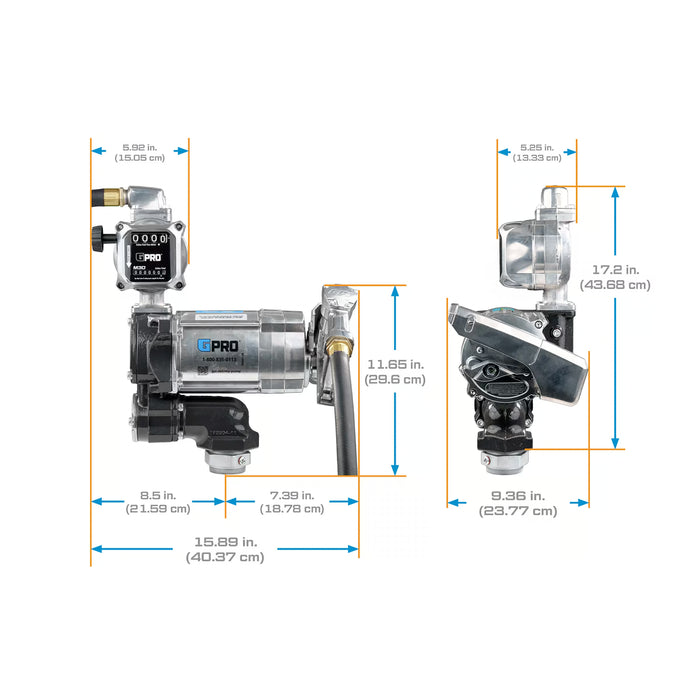 GPRO 20 GPM 115V FUEL TRANSFER PUMP WITH 5-30 GPM FUEL METER - 3/4-INCH OUTLET