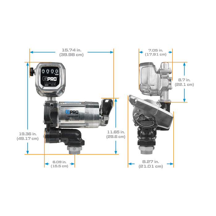 GPRO 20 GPM 115V FUEL TRANSFER PUMP WITH 2-40 GPM FUEL METER - 1-INCH OUTLET