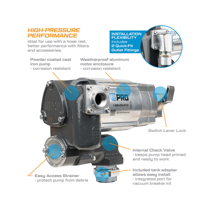 GPRO 35 GPM 120V Fuel Transfer Pump for Remote Dispenser