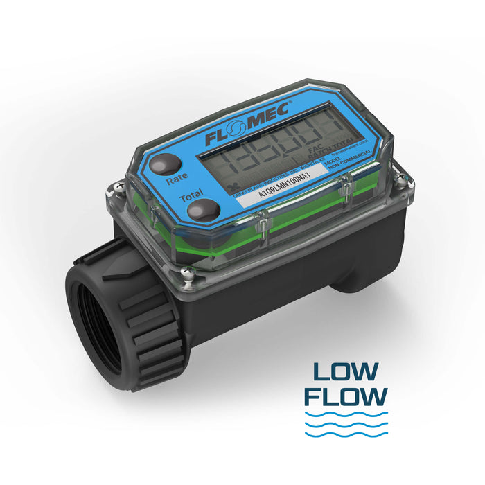 FLOMEC A1 Series low-flow 1-inch aluminum flow meter for thin petroleum based fluids litre measure