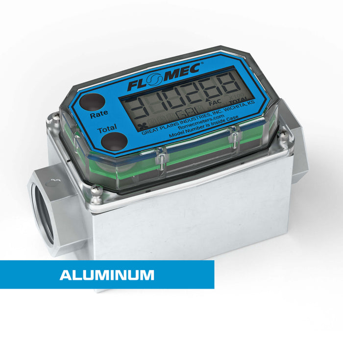 Turbine Flow Meter, Battery Powered Display, Aluminum Body for Solvents and Fuel