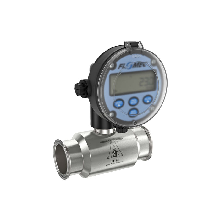 Turbine Flow Meter, Battery Powered Display, 3A Food Grade, Stainless Steel Body for Food Processes