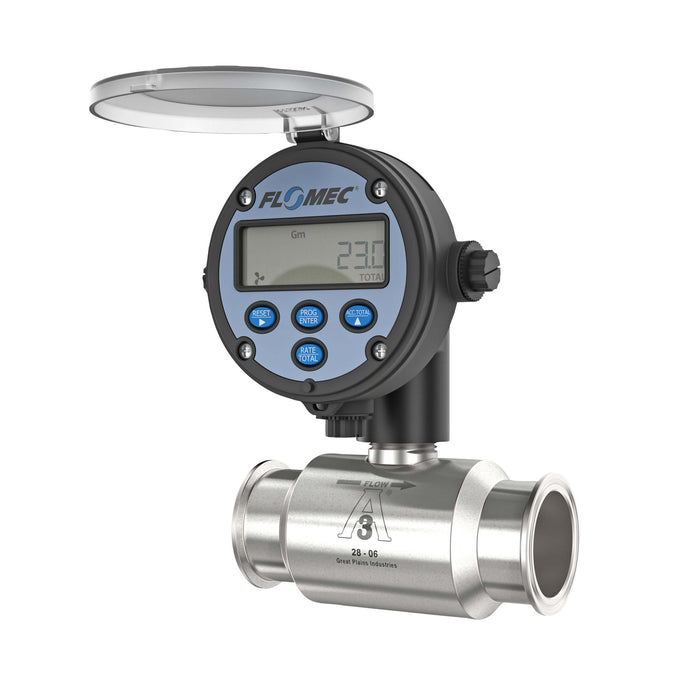 Turbine Flow Meter, Battery Powered Display, 3A Food Grade, Stainless Steel Body for Food Processes