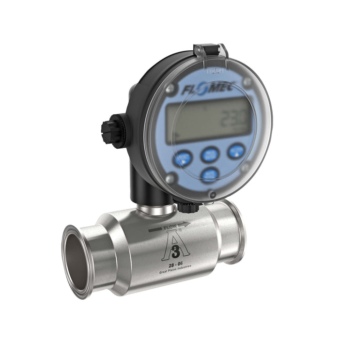 Turbine Flow Meter, Battery Powered Display, 3A Food Grade, Stainless Steel Body for Food Processes