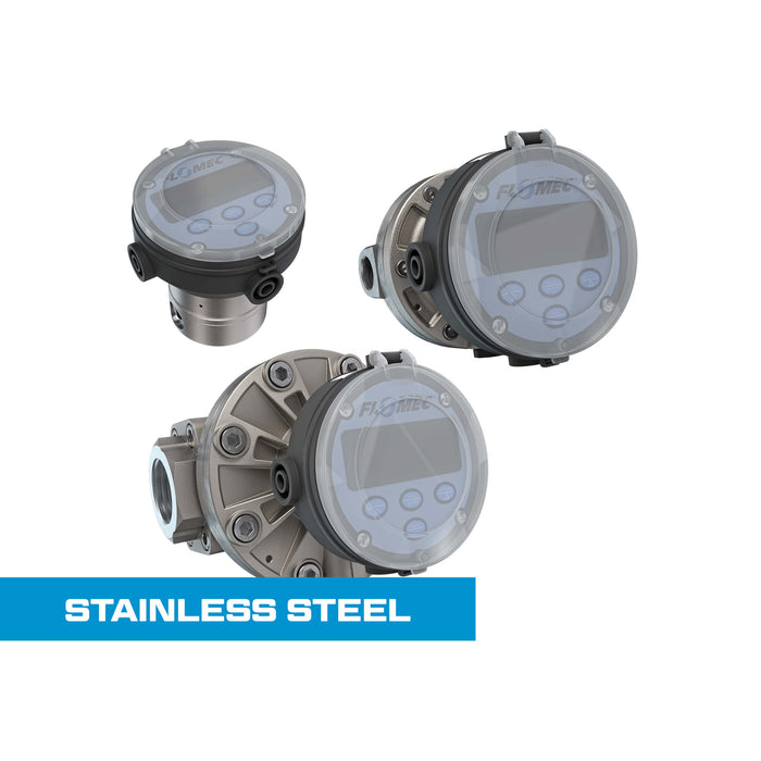 Oval Gear Flow Meter, Local Display, Pulse Out, 4-20mA, Stainless Steel Body For Clean Light Acids and Lubricants