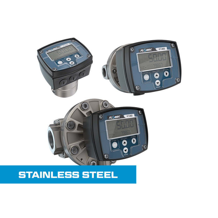 Oval Gear Flow Meter, Local Display, Pulse Out, Stainless Steel Body For Clean Light Acids and Lubricants
