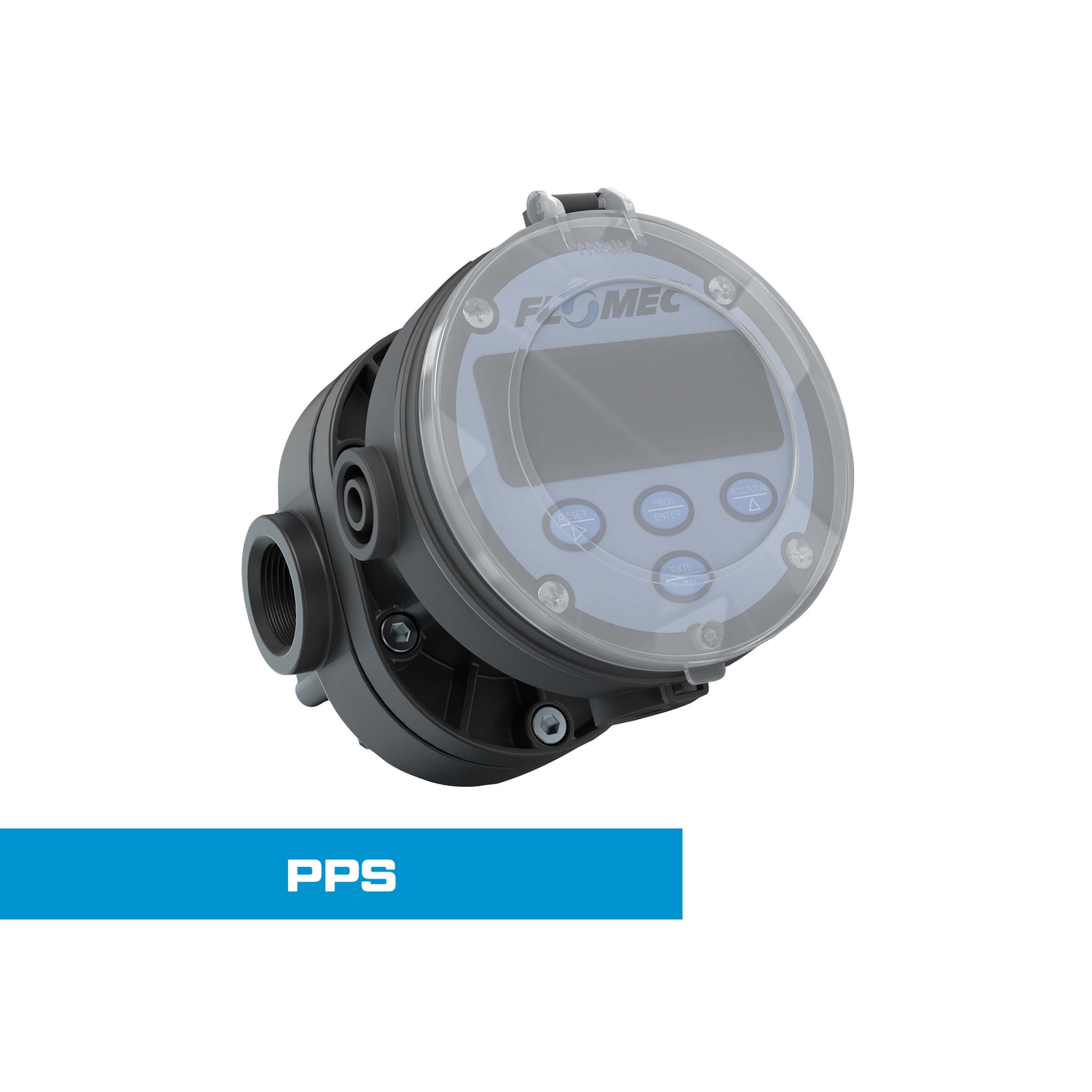 Oval Gear Flow Meter, Local Display, Pulse Out, 4-20mA, PPS Body For DEF, Herbicides, and Pesticides