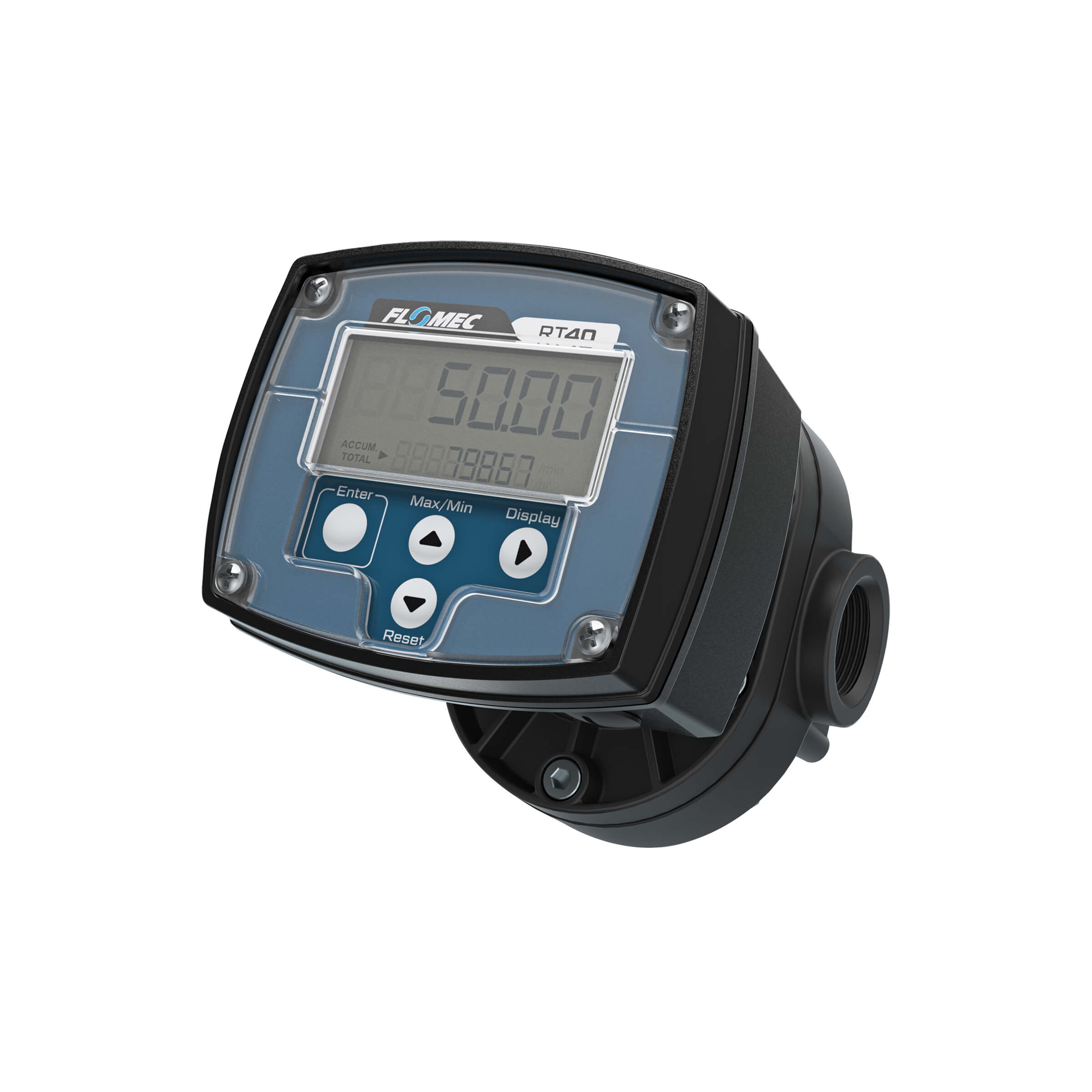 Oval Gear Flow Meter, Local Display, Pulse Out, PPS Body For DEF, Herbicides, and Pesticides