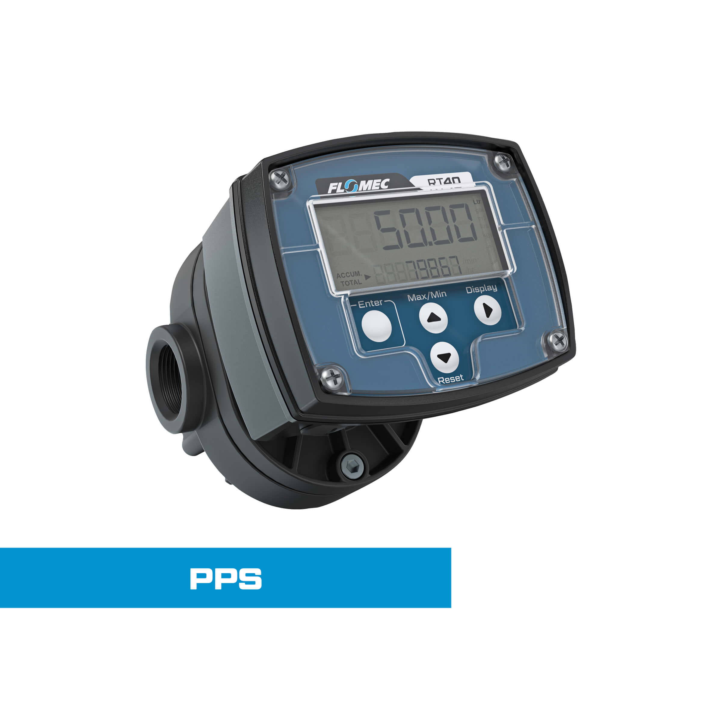 Oval Gear Flow Meter, Local Display, Pulse Out, PPS Body For DEF, Herbicides, and Pesticides