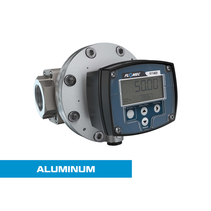 Oval Gear Flow Meter, Local Display, Pulse Out, Aluminum Body For Clean Solvents and Fuel Additives