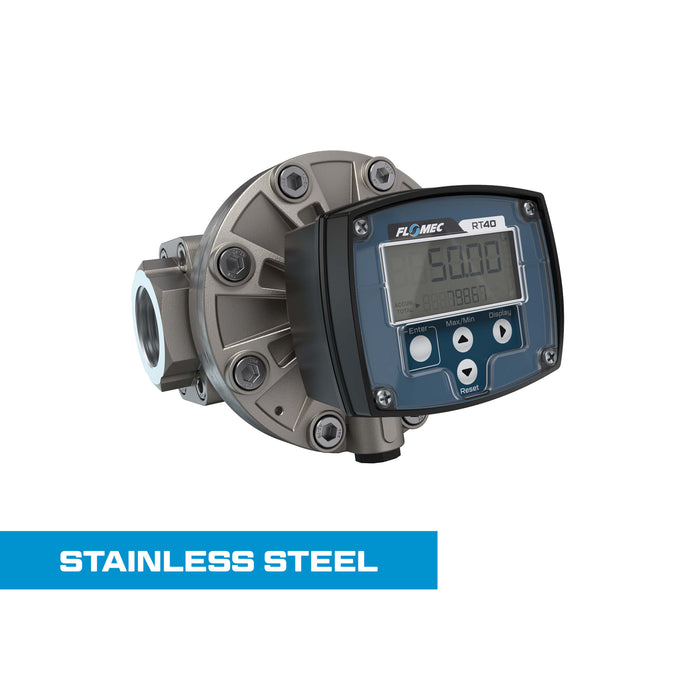 Oval Gear Flow Meter, Local Display, Pulse Out, Stainless Steel Body For Clean Light Acids and Lubricants