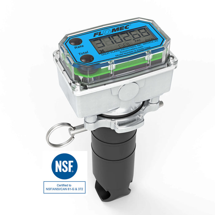 Ultrasonic Flow Meter Electronics Insert, Battery Powered Display, for Schedule 80 PVC Tee for Water