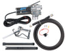 Unassembled GPI M-150 fuel transfer pump manual unleaded nozzle, dispensing hose w/static wire, factory-installed power cord, telescoping suction pipe,  and fuse assembly