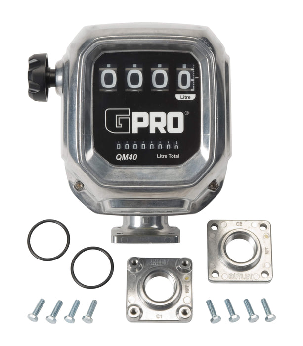 Assembly supplies for a GPRO QM40-L8N Fuel Meter, O-rings, inlet and outlet, and hardware