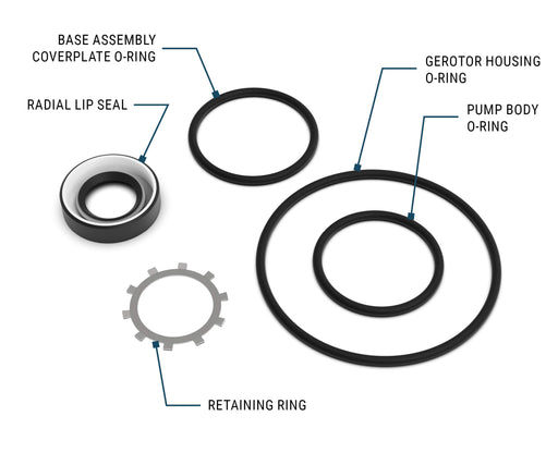 GPI L-Series Heavy Duty oil Pump Wet Seal Kit - radial lip seal, O-rings and retaining ring
