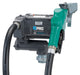 Right Side view of GPRO PRO20-115 Fuel transfer pump with automatic nozzle, tank adapter, and hose